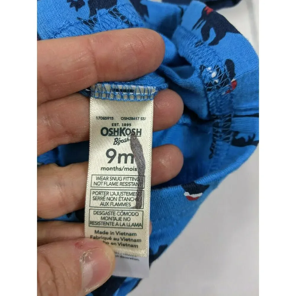 Oshkosh Blue Dino Santa Pajamas Size 9 Months